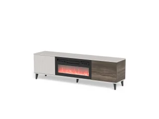 TV-alus RANDOM 2 RTV-K  kaminaga 180 cm, kašmiir / pähkel / must pilt